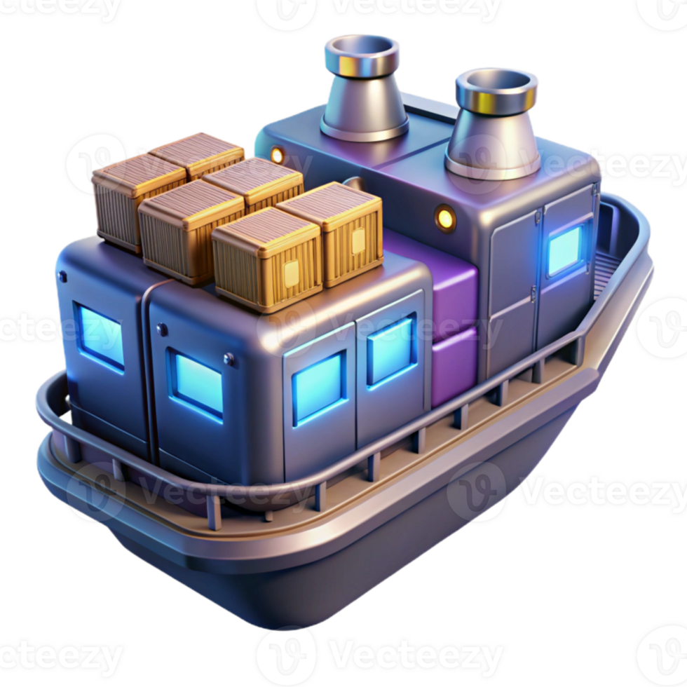 elegant creative 3D Render Cargo Ship Illustration authentic png