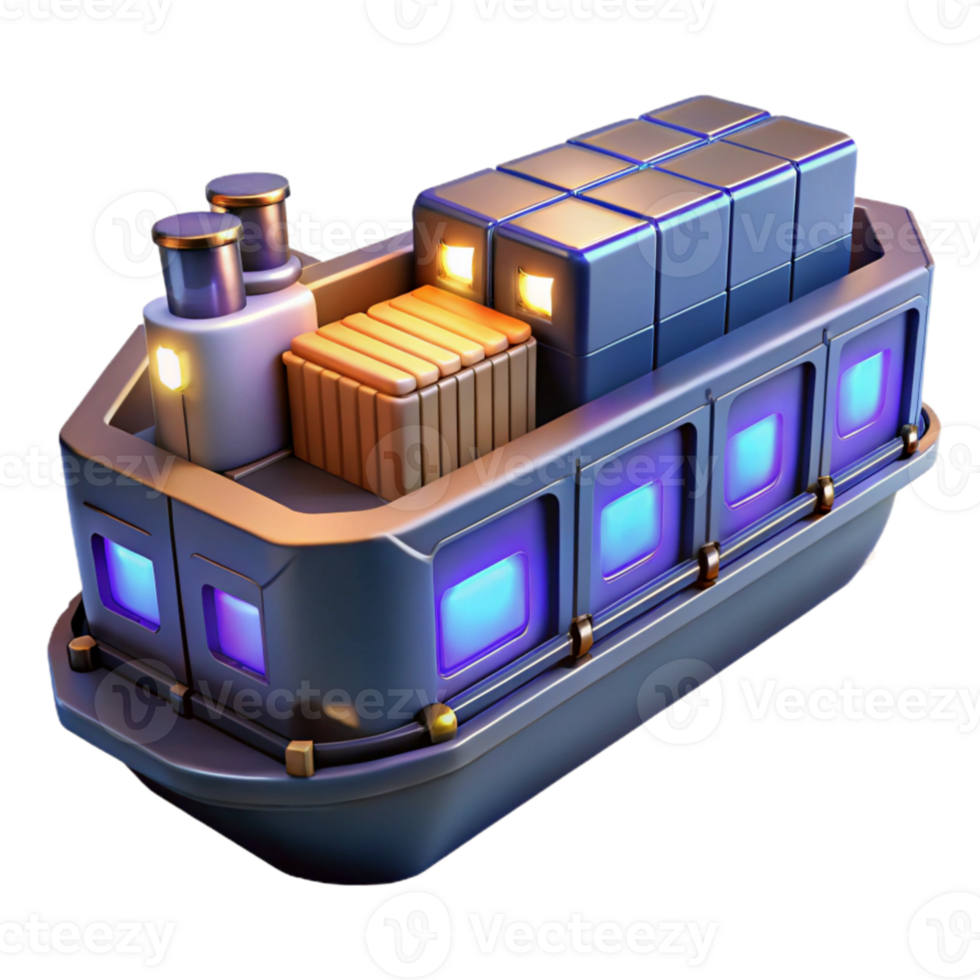 magnificent contemporary 3D Render Cargo Barge Illustration premium png