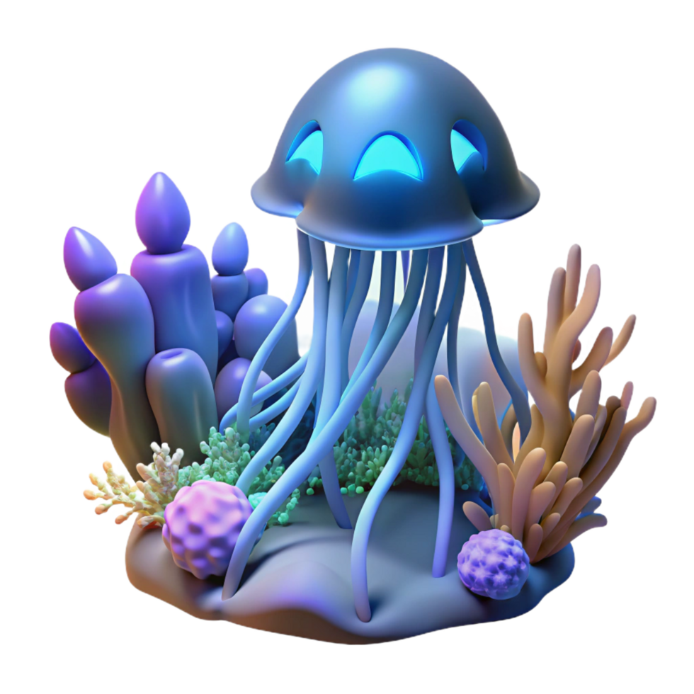 stunning abstract Glowing Jellyfish in Underwater Scene authentic png