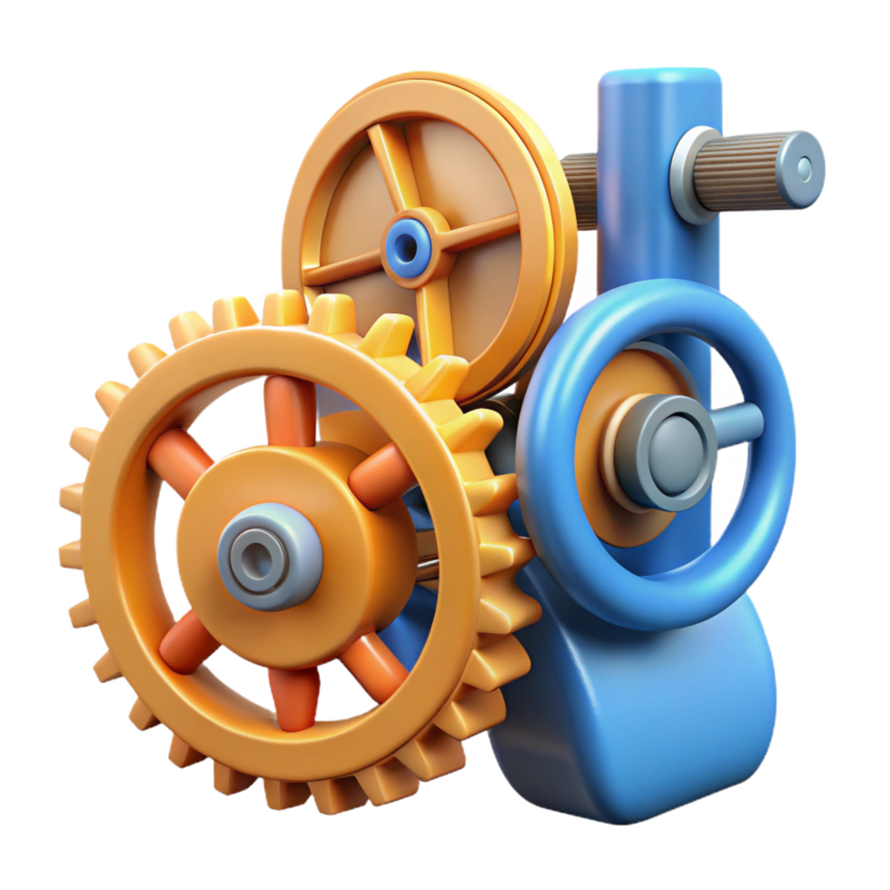 beautiful minimalist Interlocking Gears A 3D Model of Mechanical System genuine png