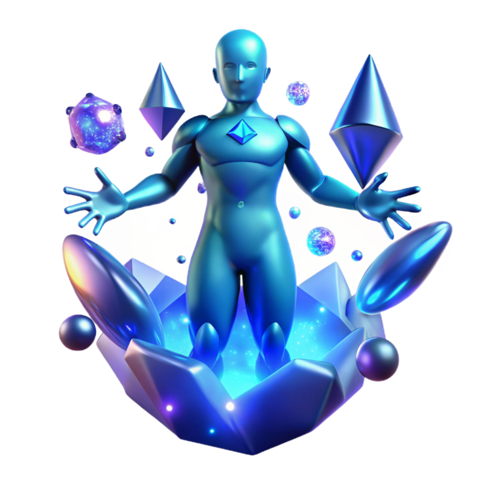 wonderful classic Abstract Figure in Crystalline Nexus 3D Render detailed png