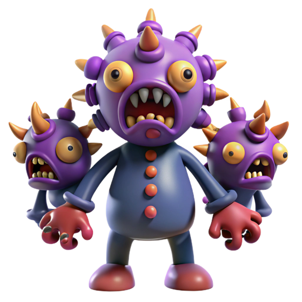 extraordinary traditional Cute Monster Family 3D Cartoon Virus professional png