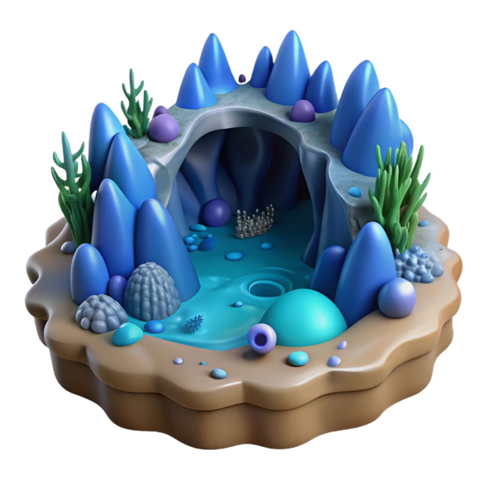 elegant artistic Enchanted Underwater Cave 3D Render original png