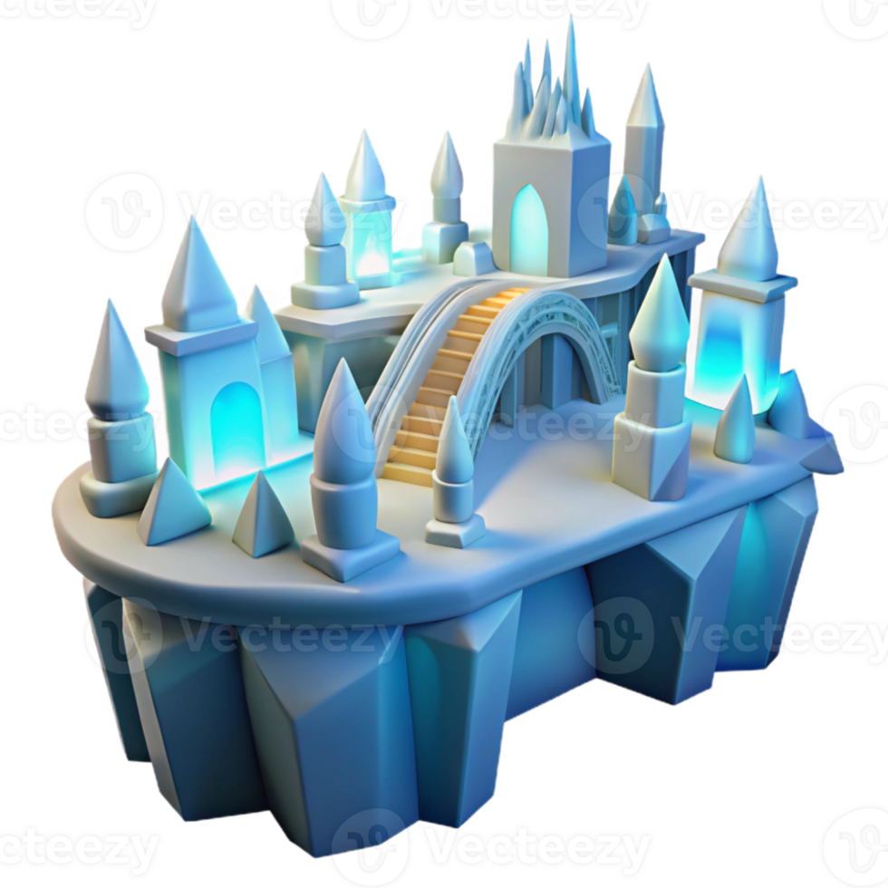 vibrant artistic Enchanted 3D Ice Castle Illustration high quality png
