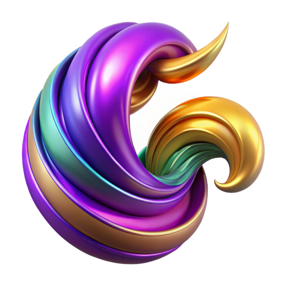 impressive traditional Abstract Swirling 3D Render Iridescent, Colorful, Shiny original png
