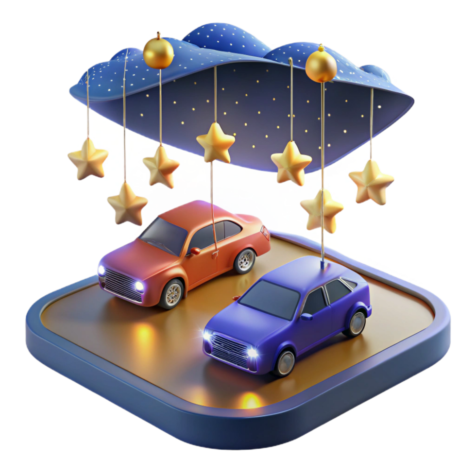 impressive creative Night Sky Car Showcase Dreamy 3D Render original png