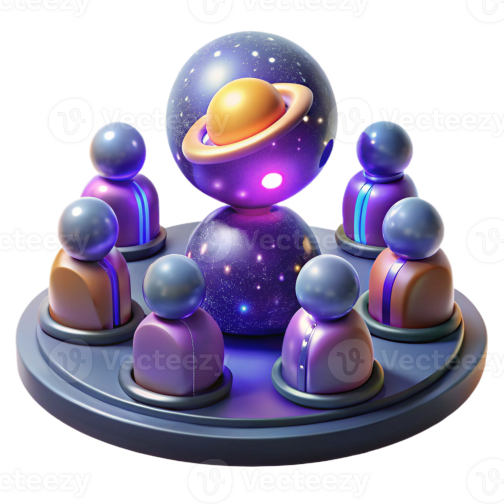 serene artistic 3D Galactic Meeting Illustration premium png