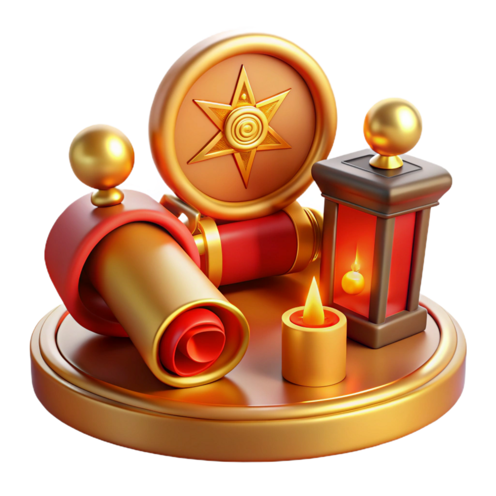 magnificent rustic Mystic Symbols, Candlelight, and Ancient Scrolls detailed png