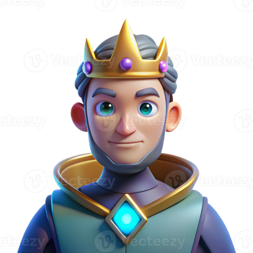 elegant vintage 3D Cartoon King Illustration high quality png
