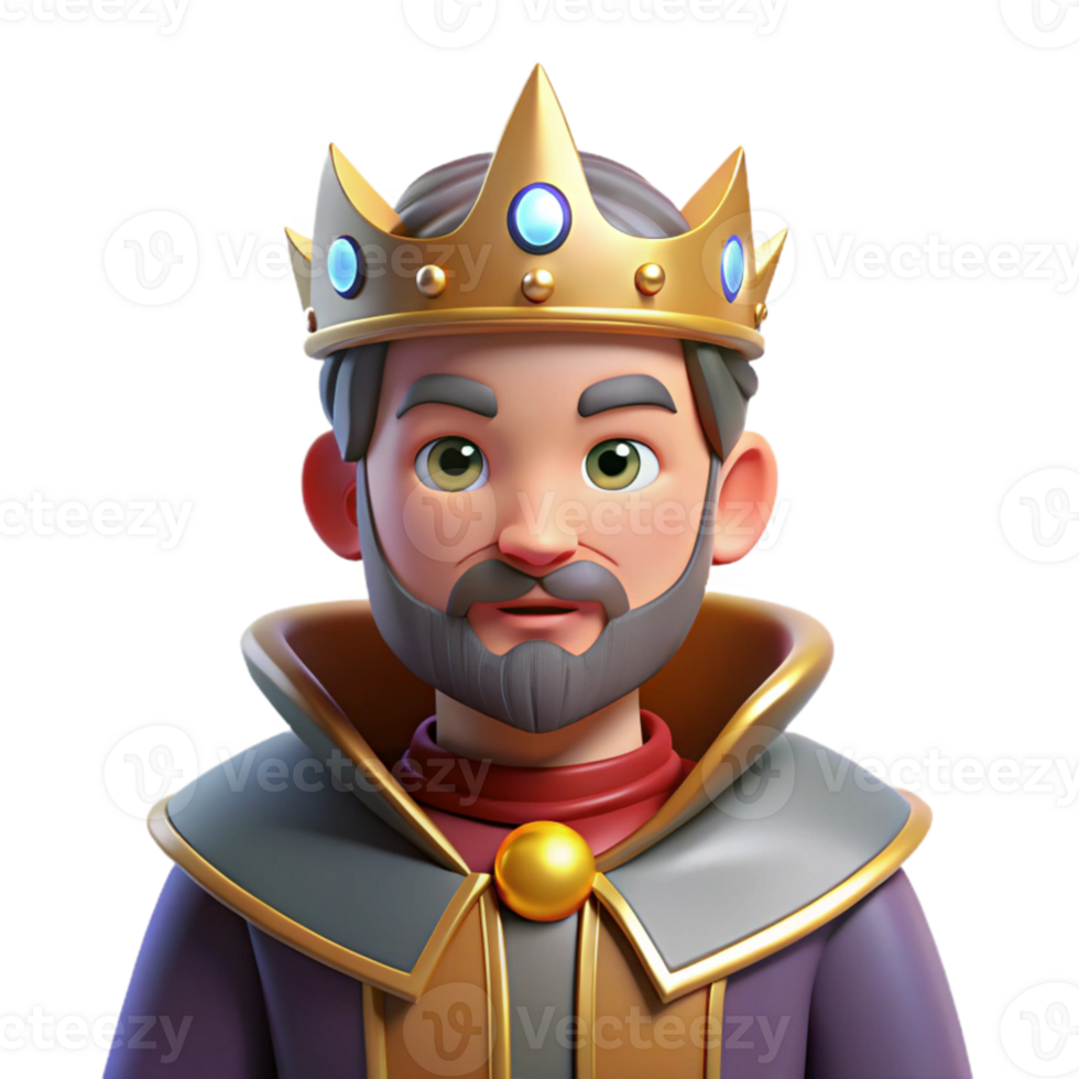 impressive classic 3D Cartoon King Illustration high quality png