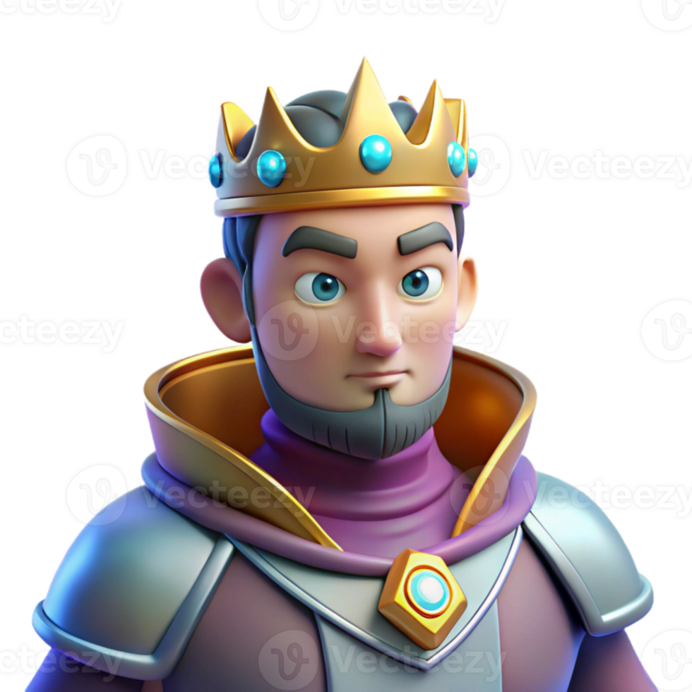 impressive rustic 3D Cartoon King Illustration detailed png