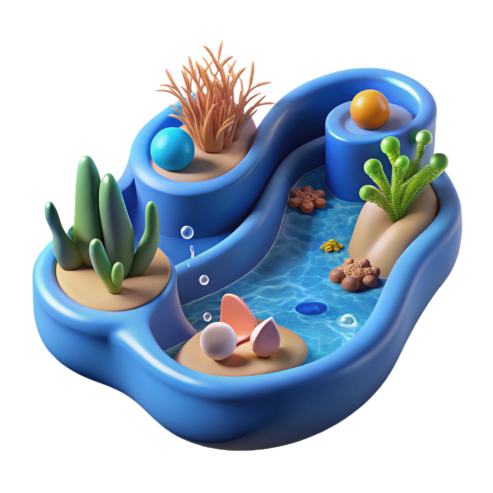 vibrant abstract Miniature 3D Oasis Serene Aquatic Landscape exclusive png