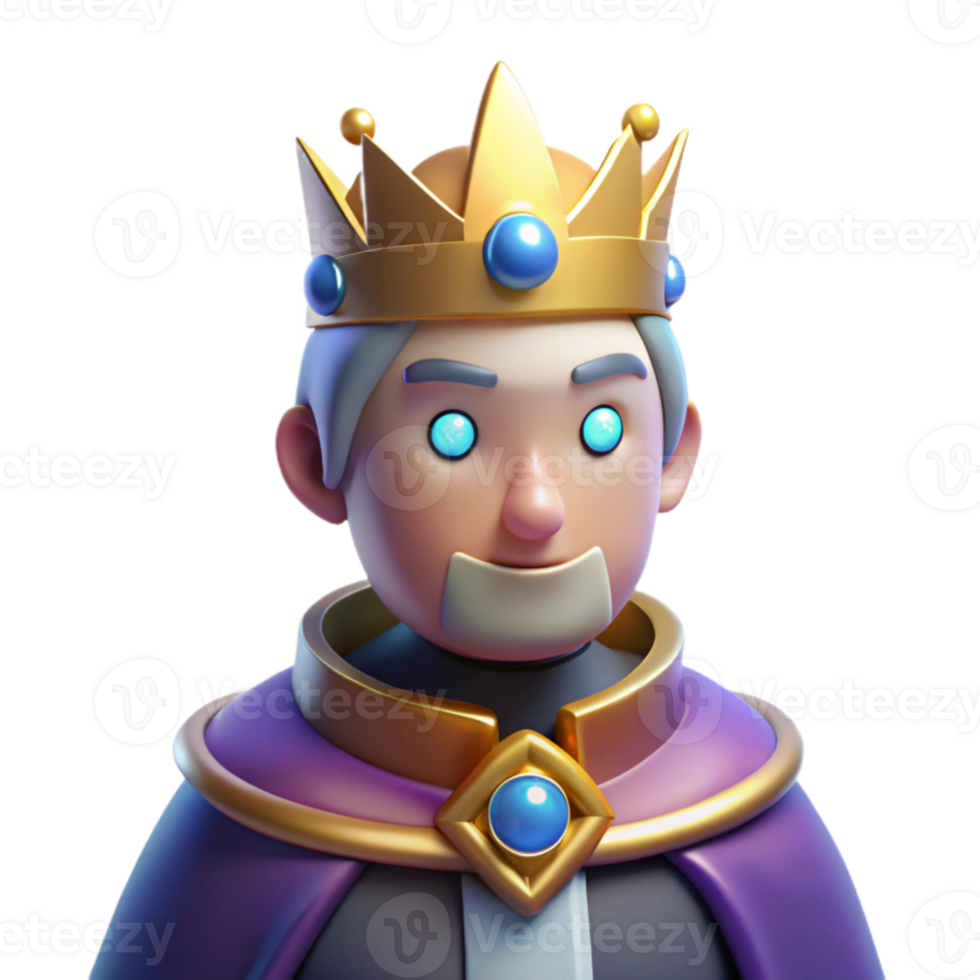 stunning minimalist 3D Cartoon King Illustration premium png