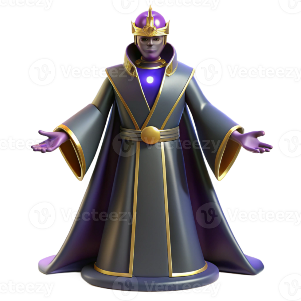 wonderful traditional 3D Render of a Majestic Wizard high quality png