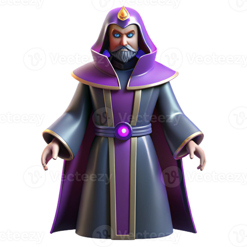 magnificent minimalist 3D Render Wizard Character Illustration exclusive png
