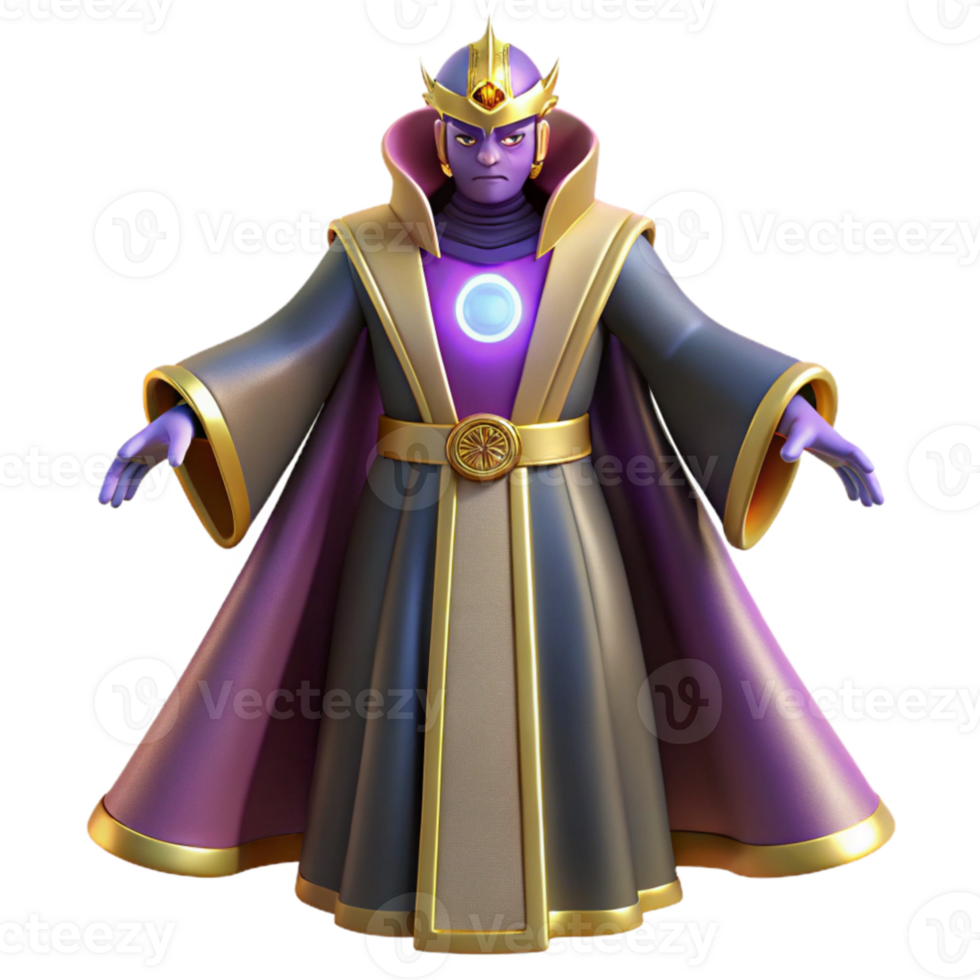 impressive traditional Majestic 3D Render of a Purple Robed Wizard original png
