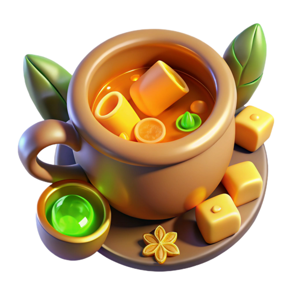 vibrant artistic 3D Render of Autumnal Soup in Mug high resolution png