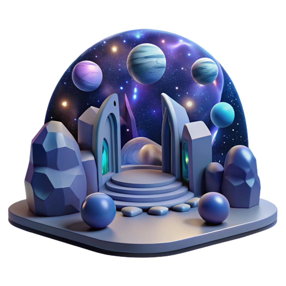 impressive artistic Cosmic Gateway 3D Render of Fantasy Planet Scene authentic png