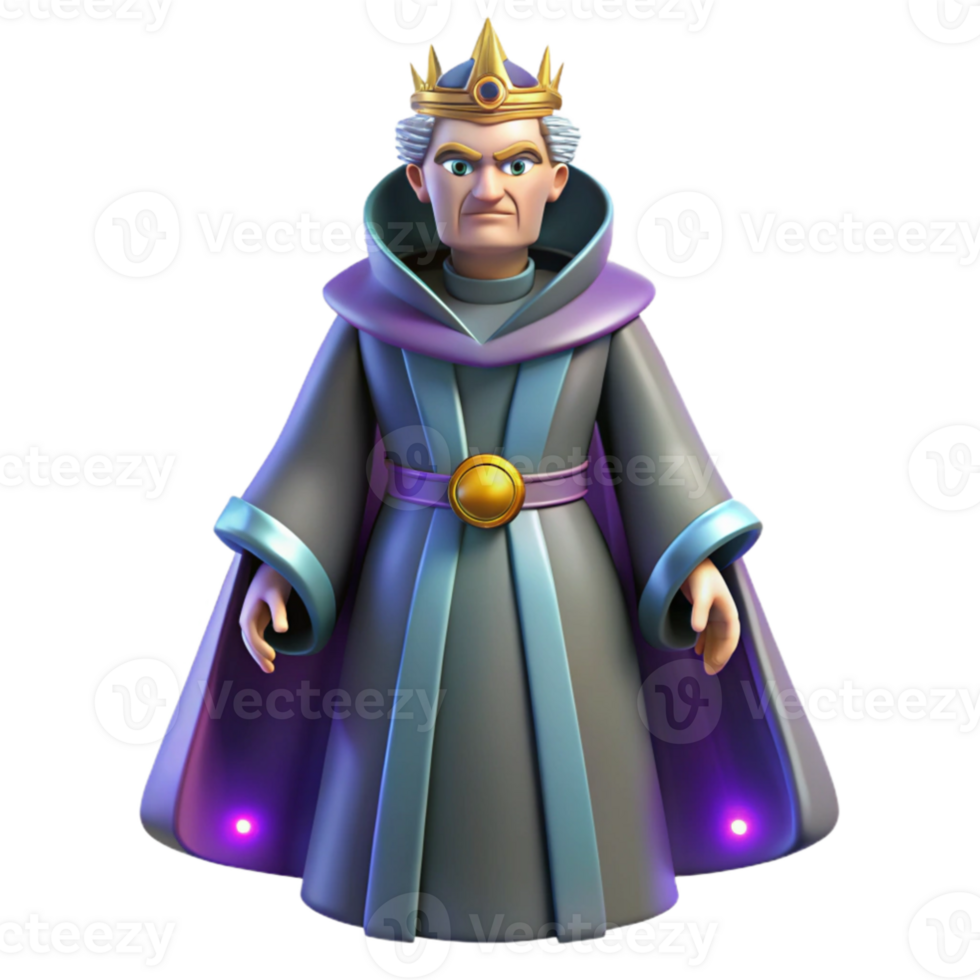 beautiful abstract 3D Render Wise King in Robe detailed png
