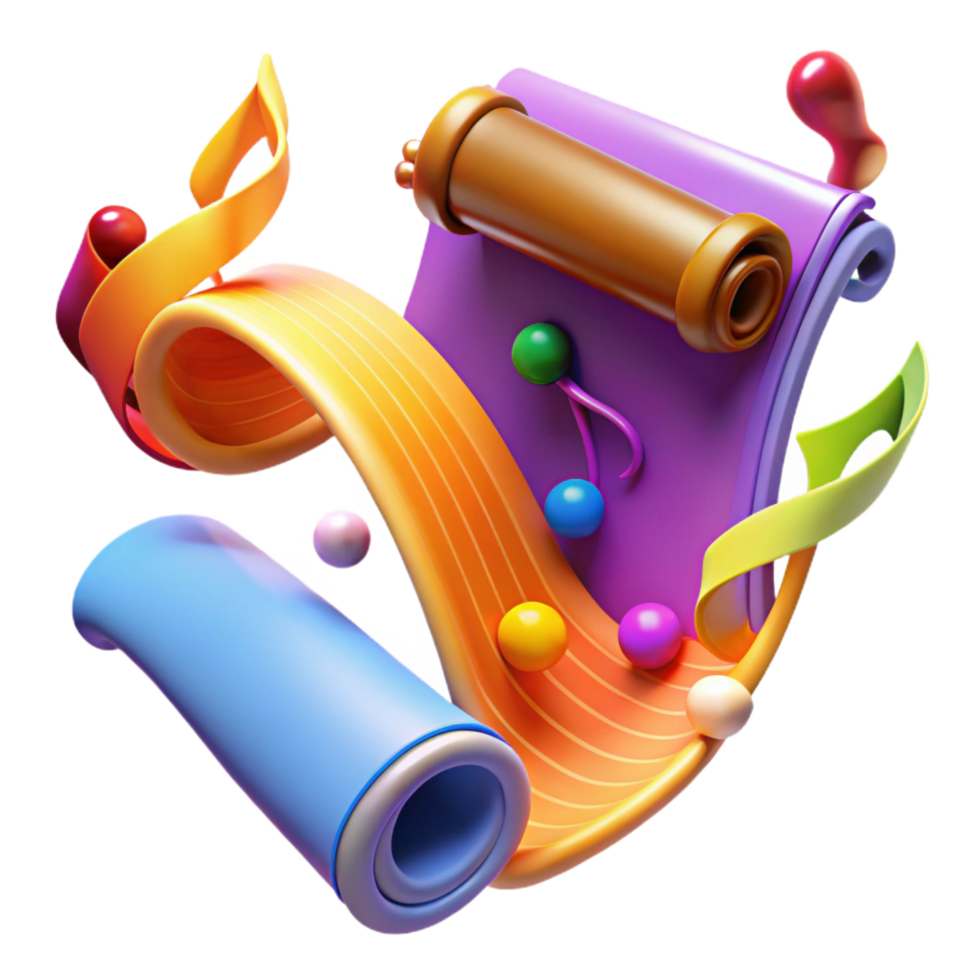 wonderful abstract Abstract Colorful 3D Render Ribbons, Cylinders, and Spheres authentic png