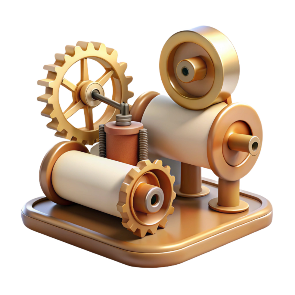 vibrant traditional Steampunk Gear Mechanism 3D Model of Intricate Clockwork high quality png