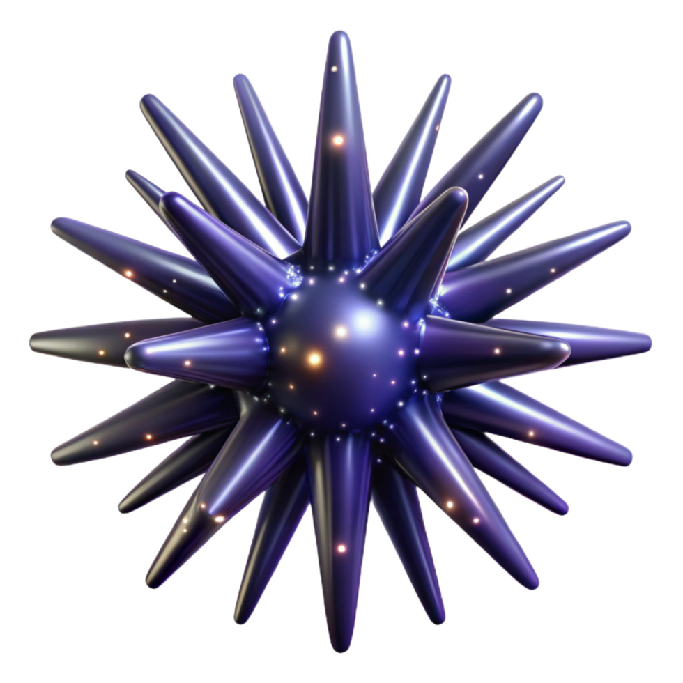 wonderful minimalist Abstract 3D Model Glowing Spiked Sphere high resolution png