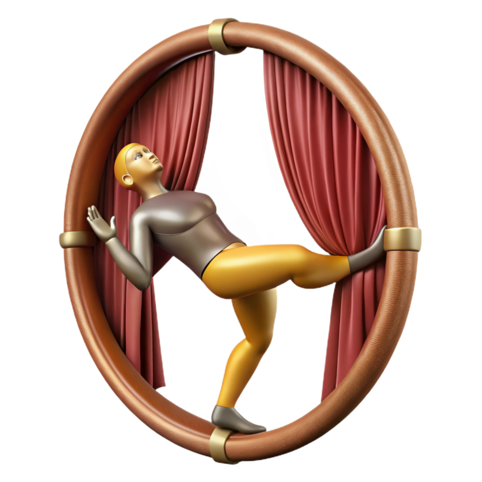 impressive rustic Circus Performer in Wheel, Stage Curtains authentic png