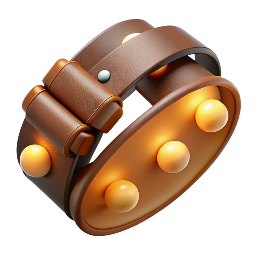 dramatic rustic Illuminated Leather Bracelet with Studs high quality png