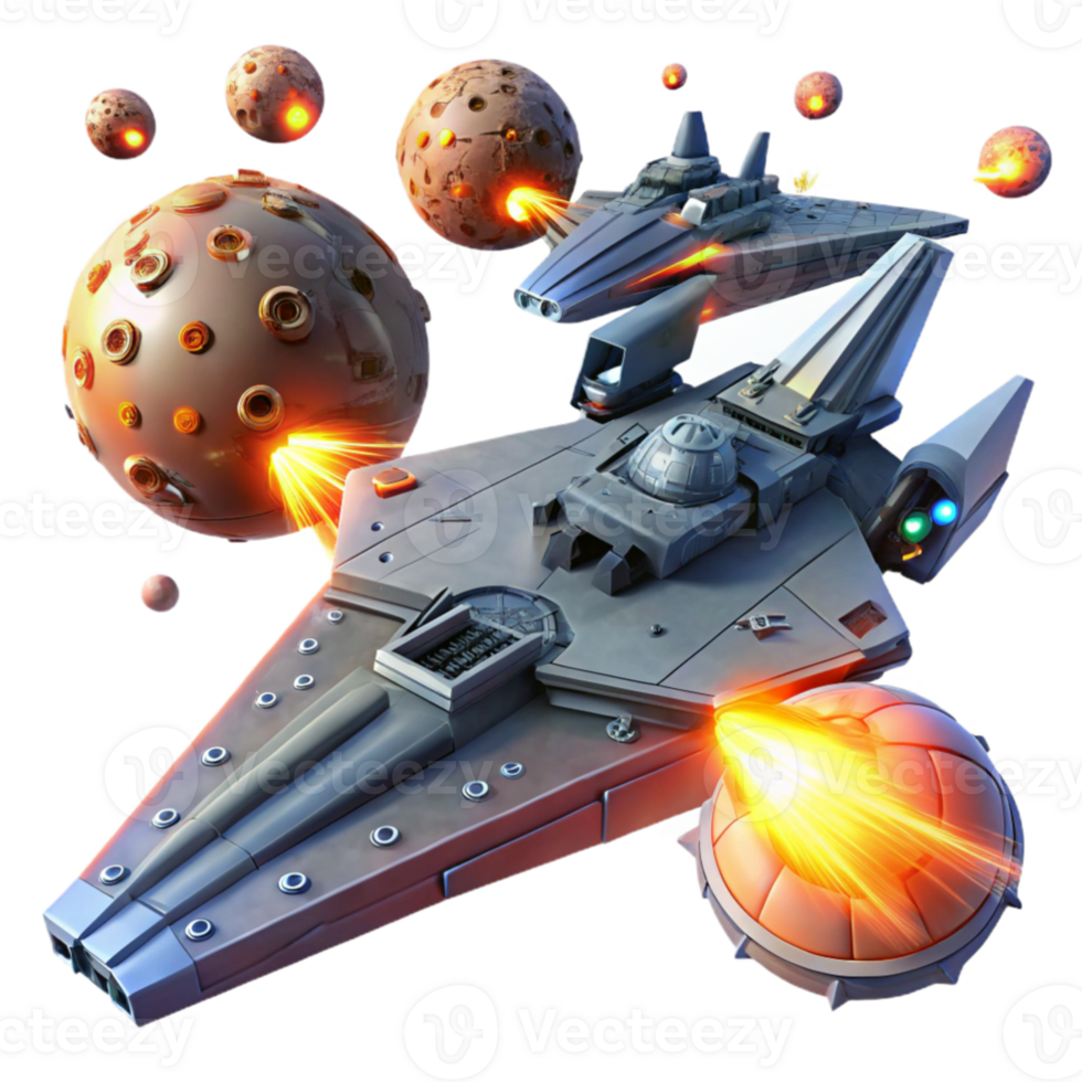 extraordinary abstract Spaceship 3D Render, Galactic Battle genuine png