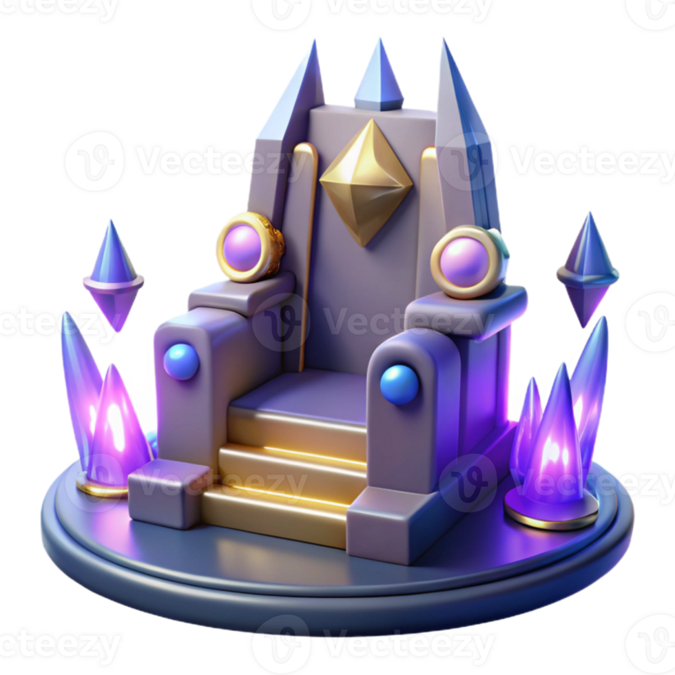 elegant rustic Fantasy Throne 3D Render premium png