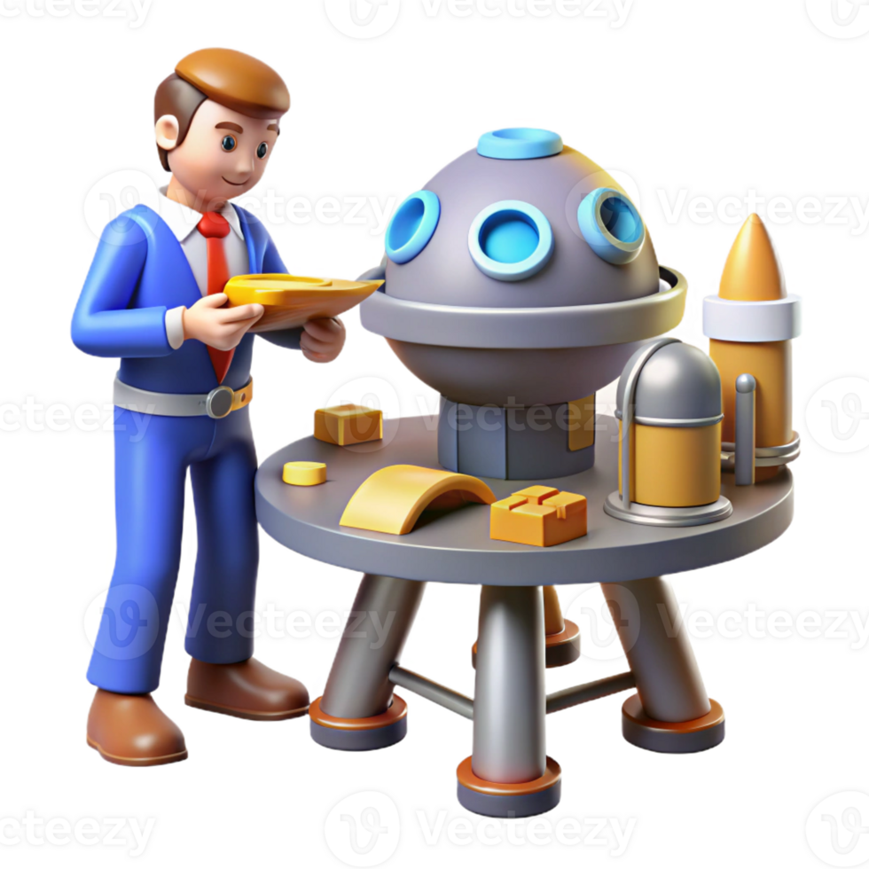 beautiful creative 3D Illustration Spaceship Model Assembly exclusive png