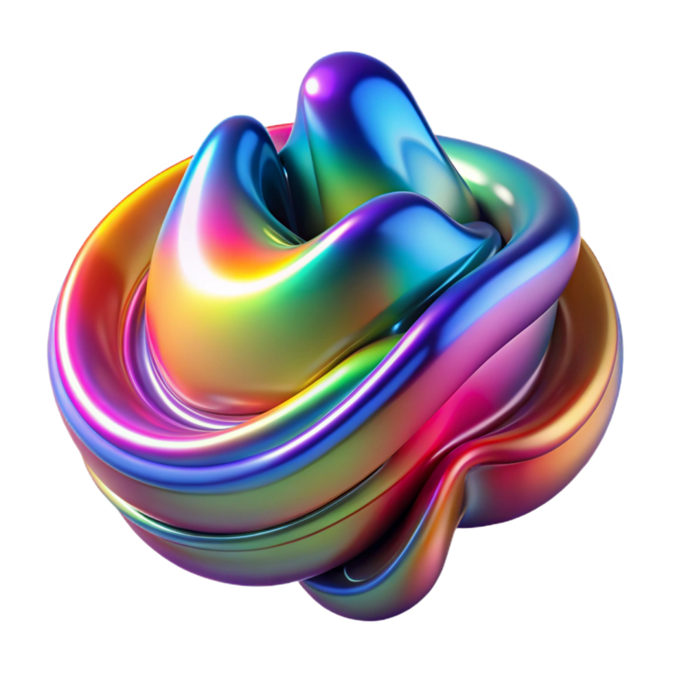 beautiful rustic Abstract Iridescent 3D Liquid Form 4K png