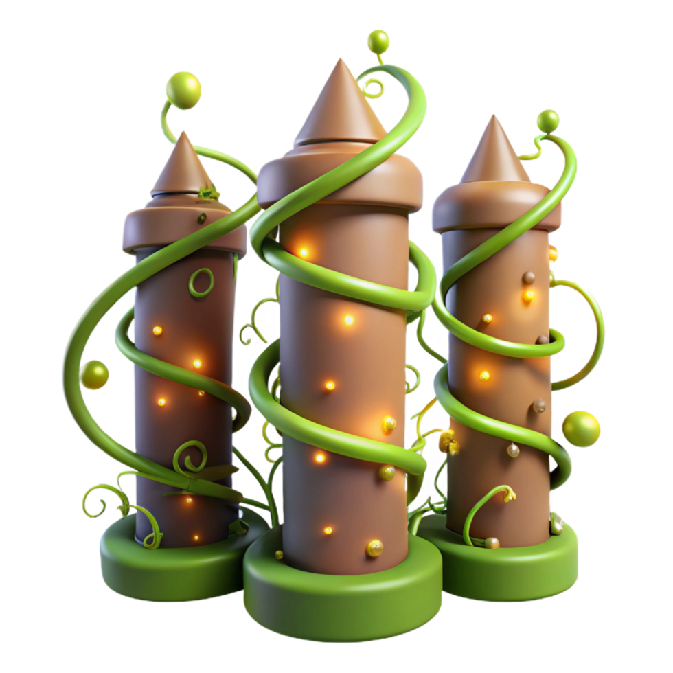 elegant contemporary Enchanted Towers 3D Render of Fantasy Architecture high resolution png