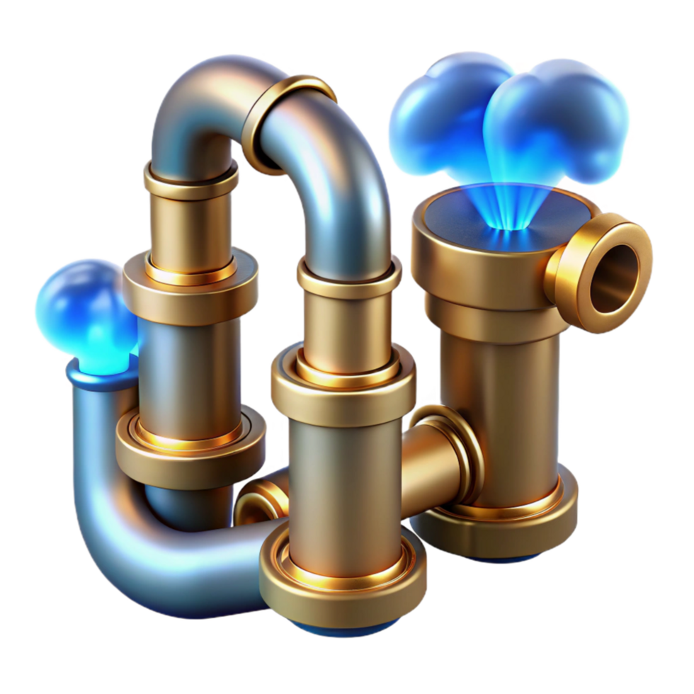 wonderful classic Complex Pipe System 3D Rendering of Interconnected Pipes and Steam detailed png