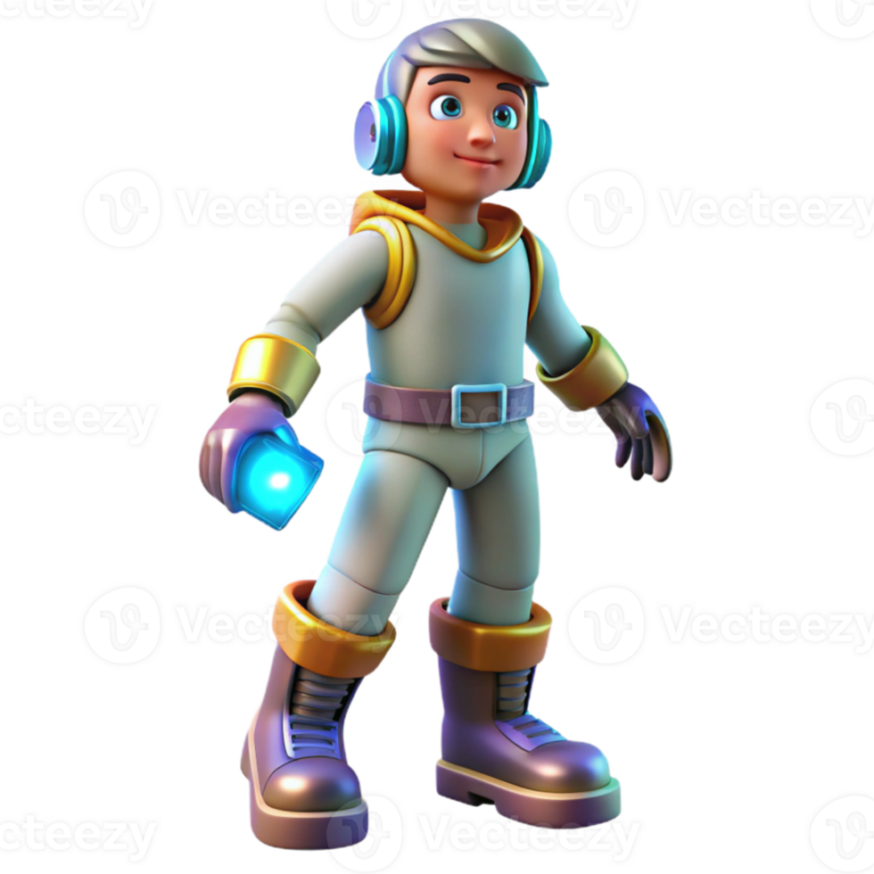 dramatic artistic 3D Render Astronaut Boy Cartoon high quality png
