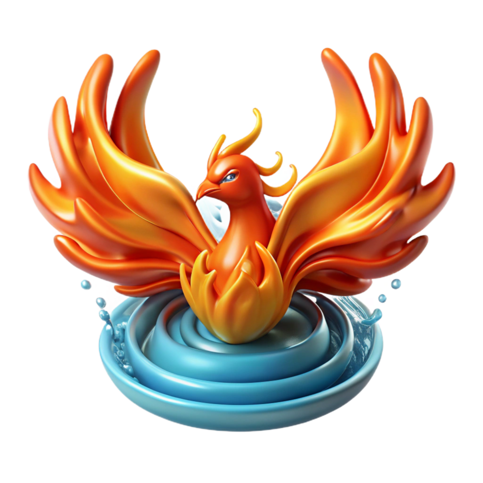 extraordinary rustic Phoenix Rising 3D Render of Mythical Bird professional png