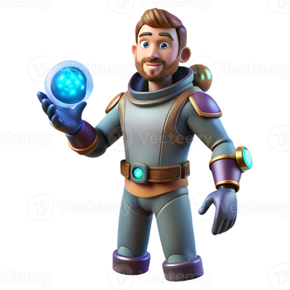 vibrant traditional 3D Astronaut Character Illustration original png