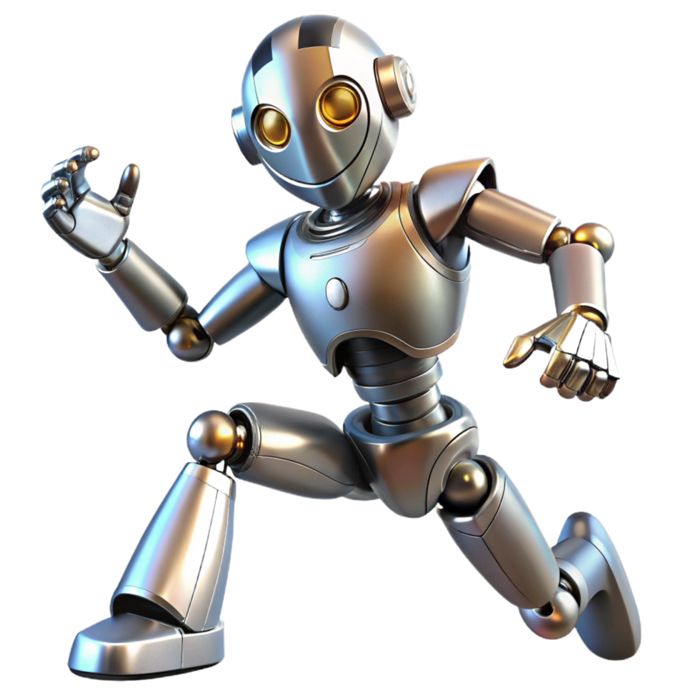 elegant artistic Futuristic Robot in Motion A 3D Rendering detailed png
