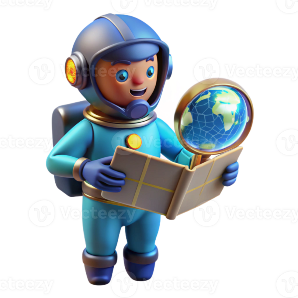 vibrant modern 3D Astronaut Exploring Earth authentic png