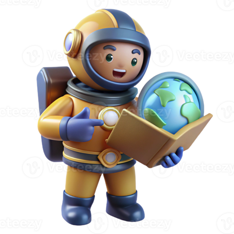 extraordinary contemporary 3D Astronaut Exploring Earth high resolution png