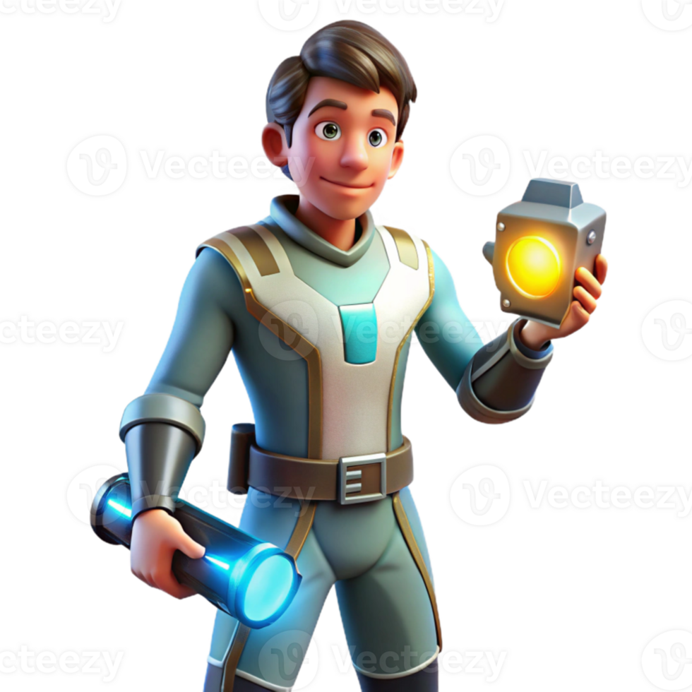 vibrant artistic 3D Render Futuristic Boy Explorer authentic png