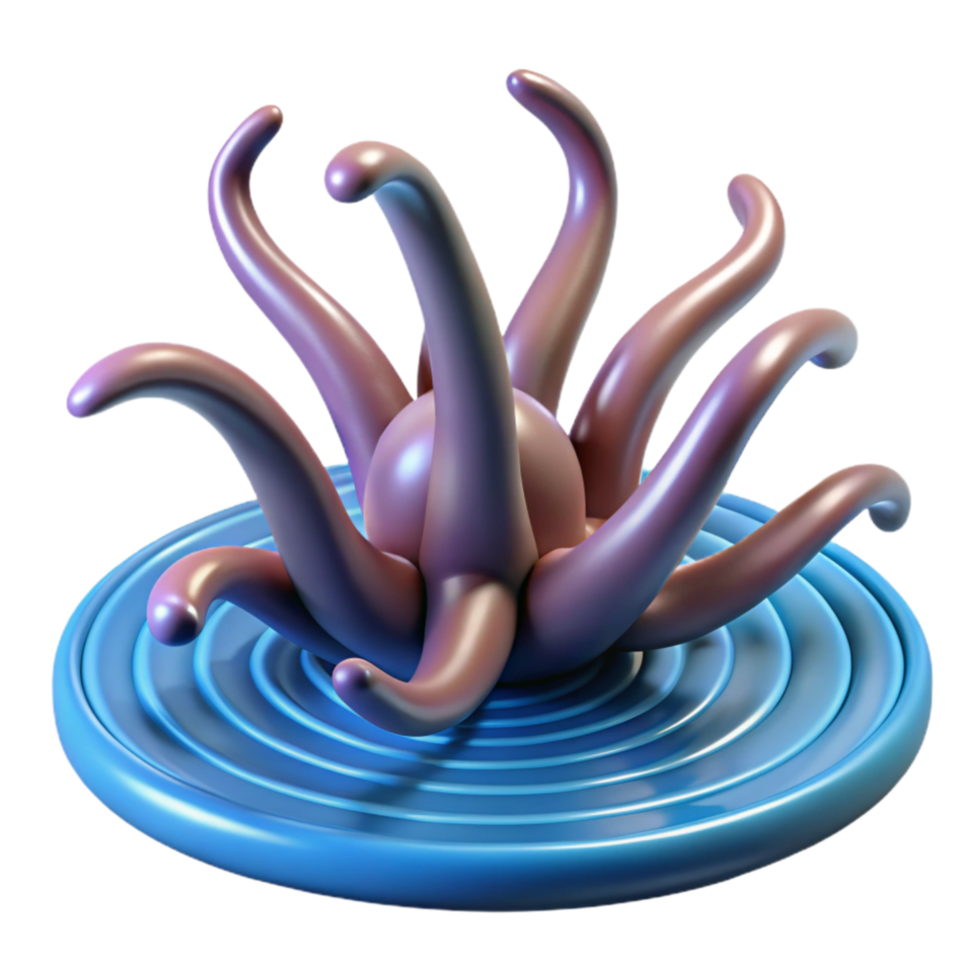 vibrant classic Abstract 3D Render Multi-tentacled Organism in Water authentic png