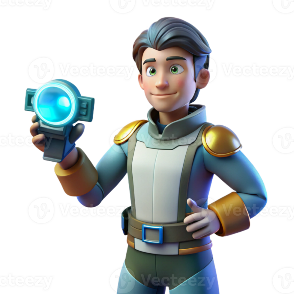 elegant abstract 3D Render of Futuristic Boy with Device genuine png