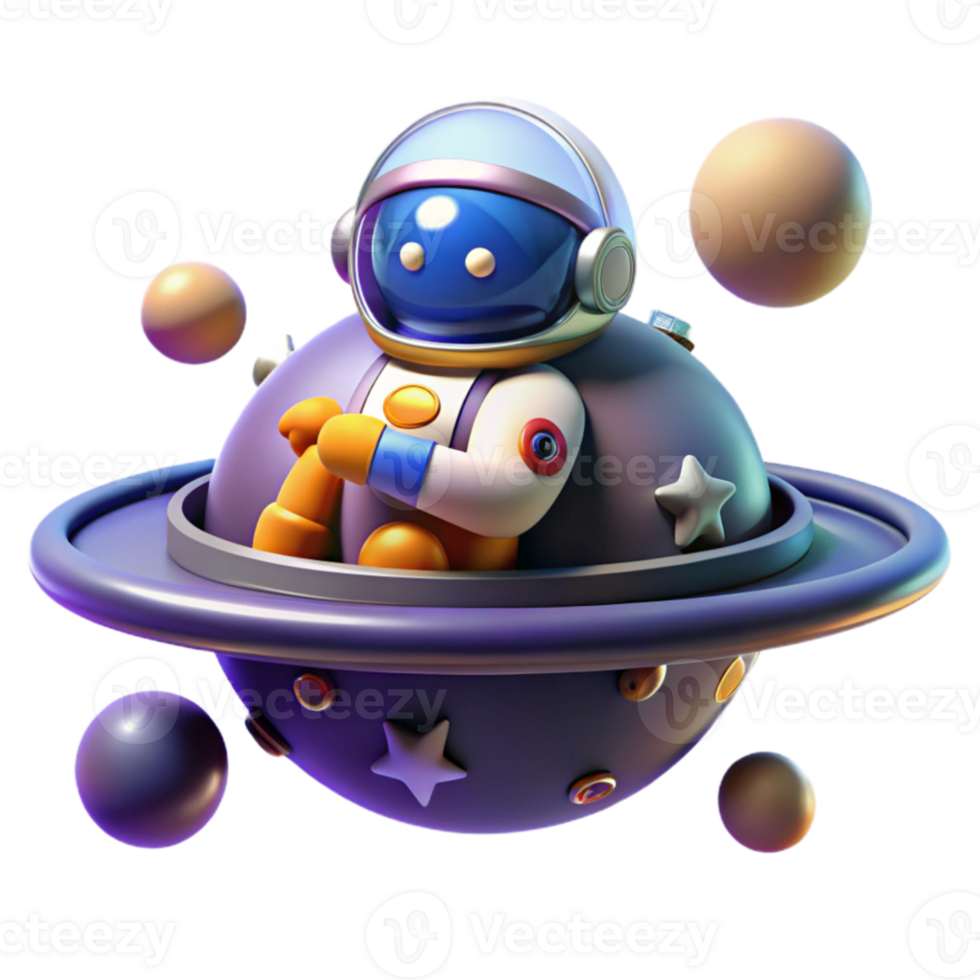 magnificent creative 3D Cartoon Astronaut on Planet authentic png