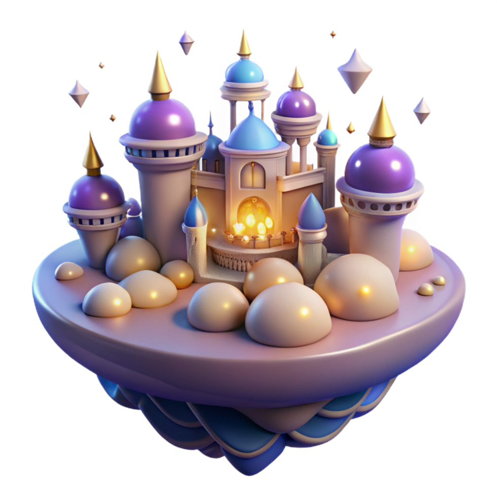 wonderful modern Enchanted Floating Castle 3D Render of Fantasy Architecture exclusive png