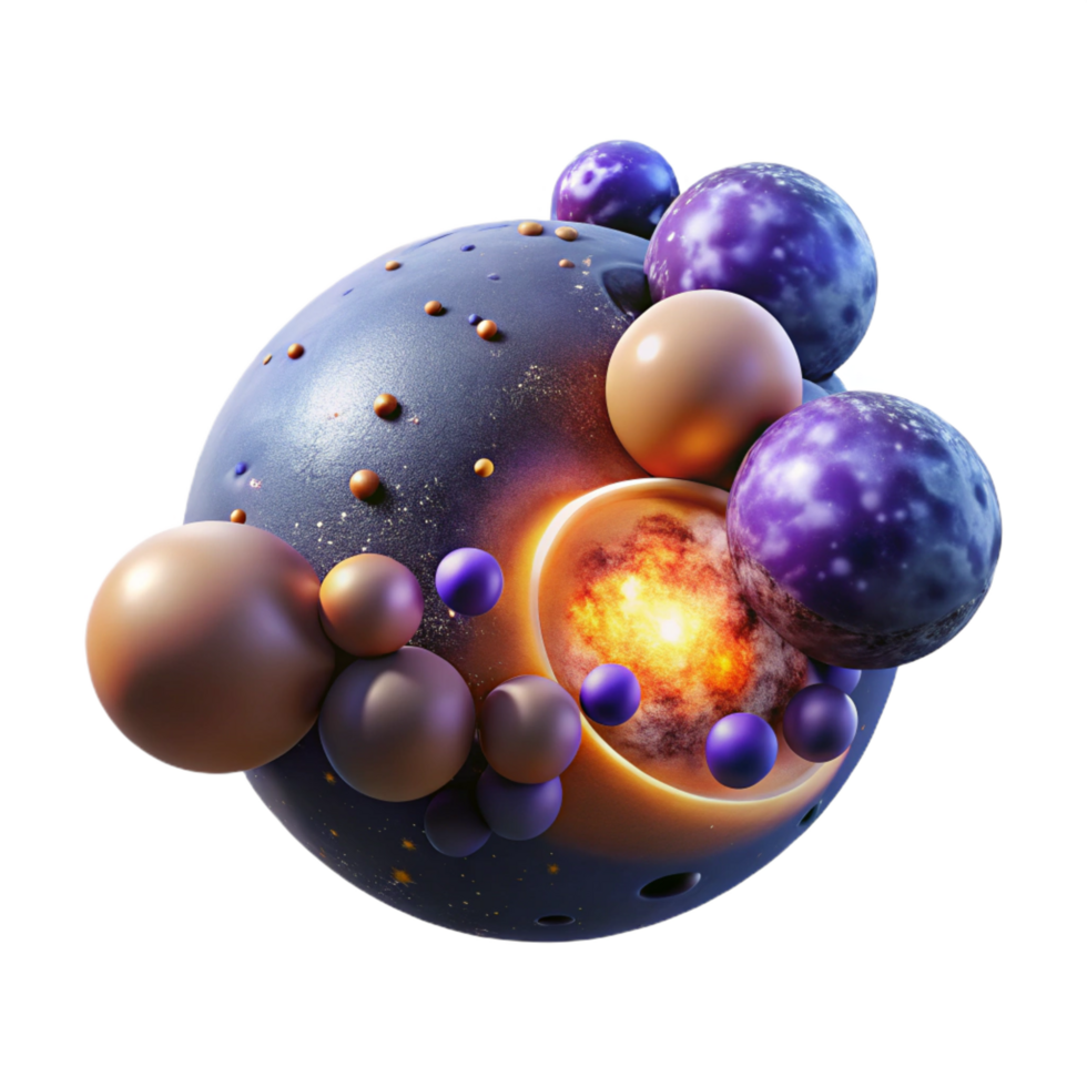 stunning contemporary Cosmic Sphere Abstract 3D Render of Celestial Bodies detailed png