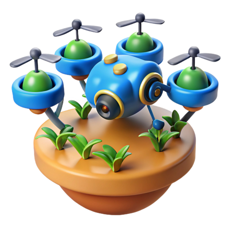 elegant modern Cute Drone Surveillance Tech 3D Render high resolution png