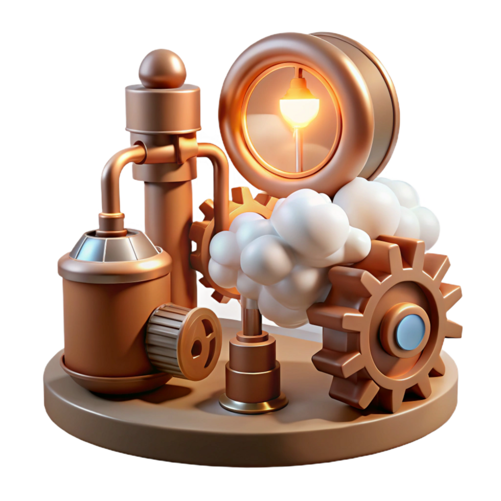 wonderful rustic Innovative Gear System Steam-Powered Cloud Technology premium png