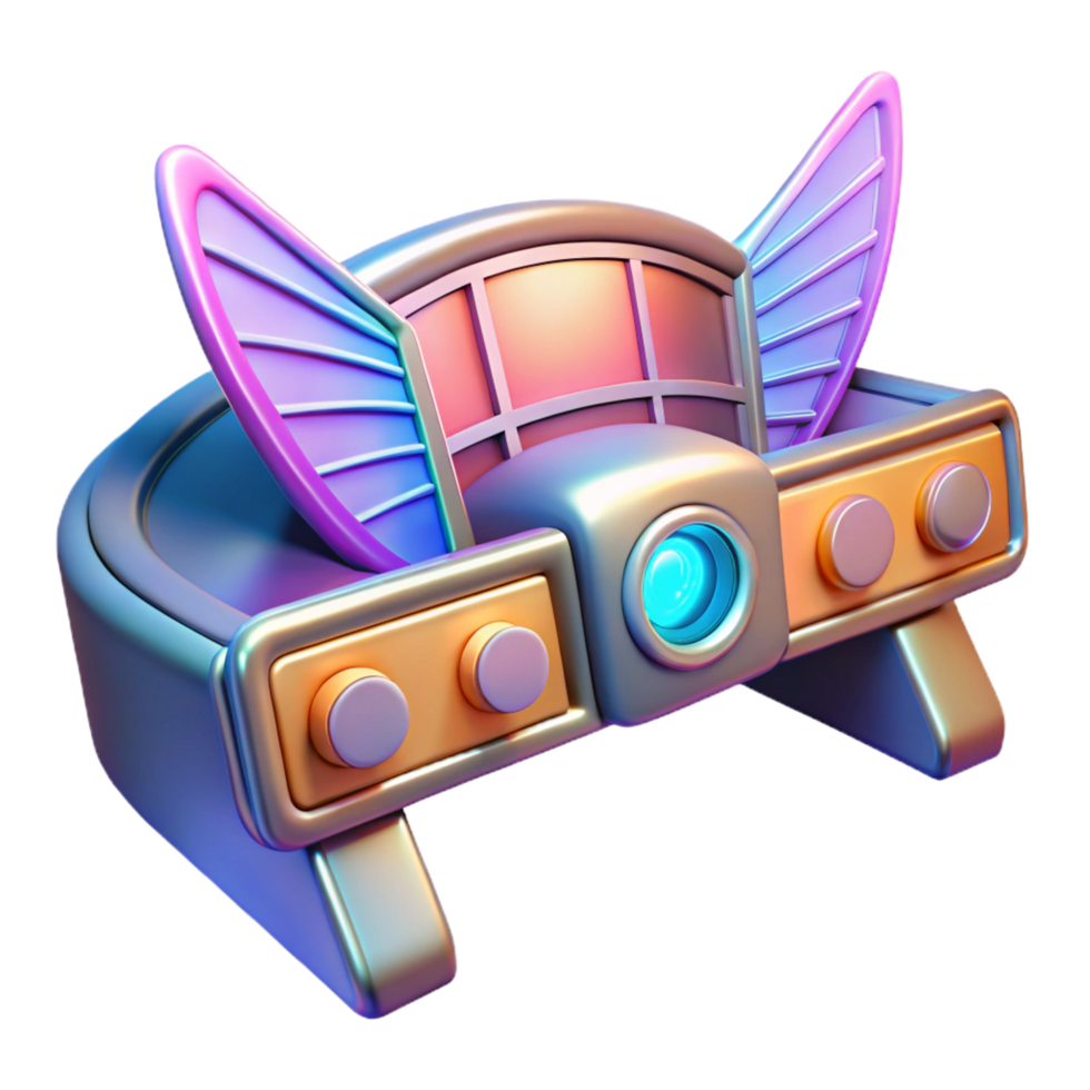 wonderful rustic Futuristic Projector with Wings 3D Render original png