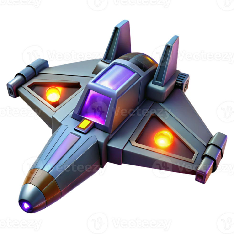 vibrant abstract Futuristic Spaceship 3D Render high quality png